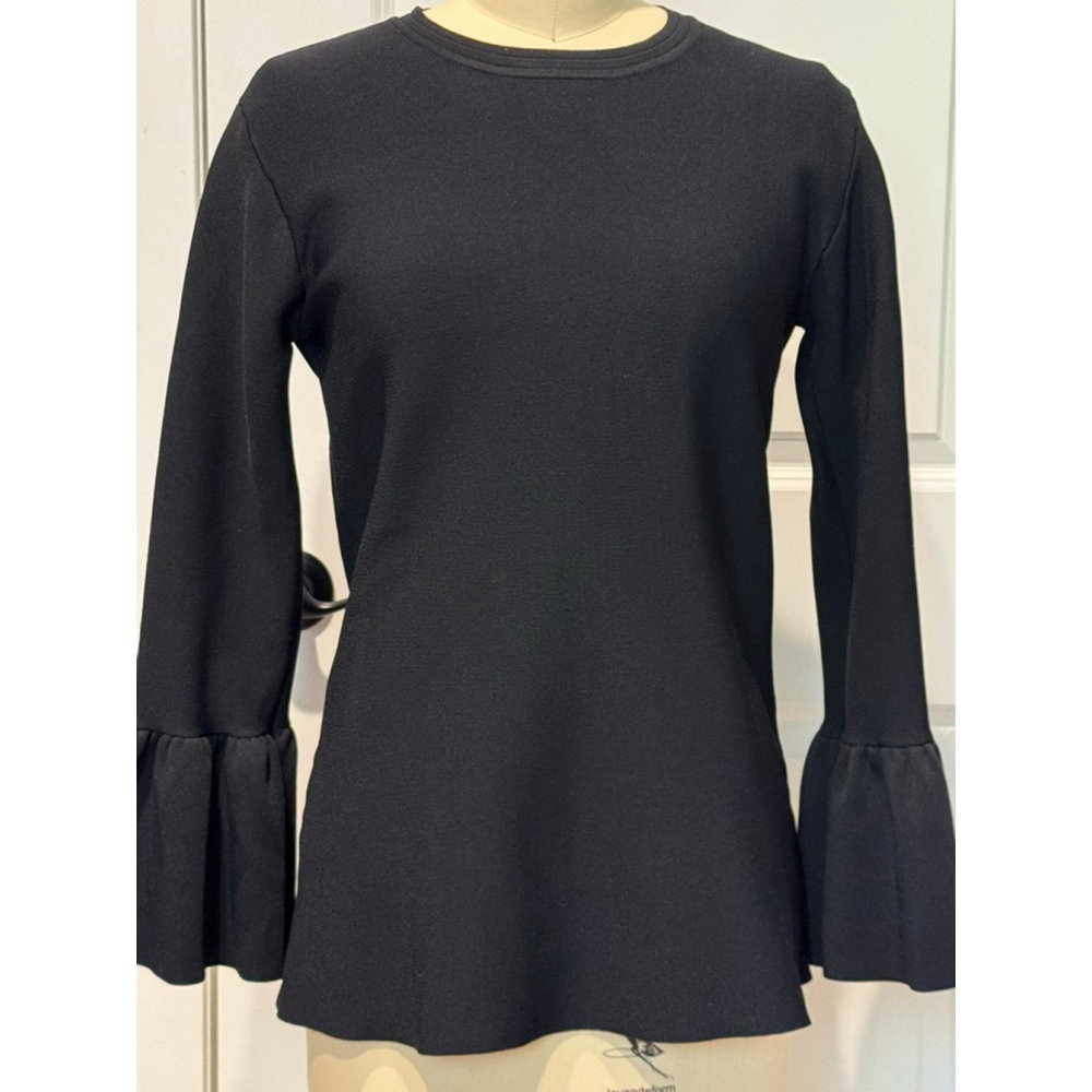 Women's Rachel Parcell Long bell Sleeve tunic knit top L Black